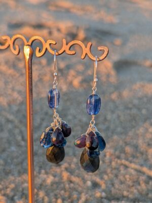 Deep Sea Earrings - Sterling Silver, Kyanite, Opal, Labradorite