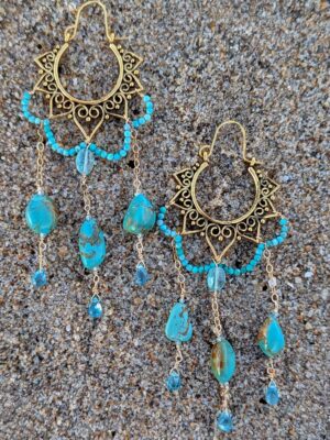 Cleopatra Earrings - Turquoise, Blue Apatite