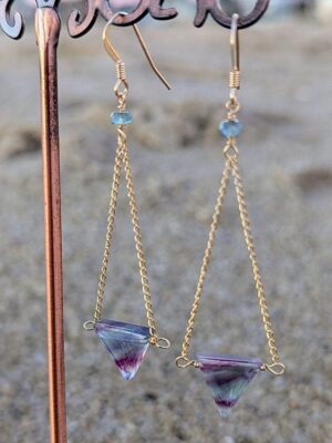 Aurora Earrings - 14k Gold Fill, Fluorite, Aquamarine