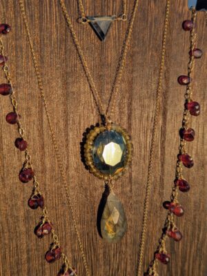 Earthstone Necklace - 14k Gold Fill, Labradorite, Tourmaline