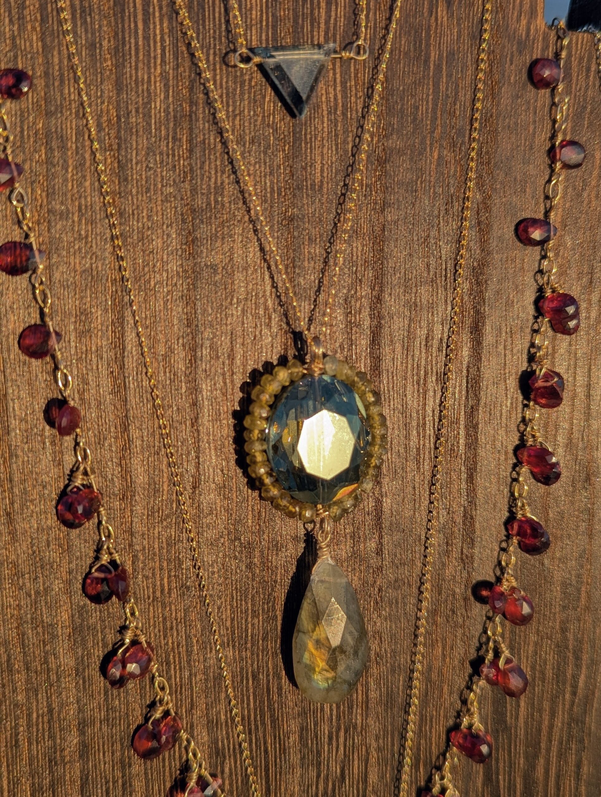 Earthstone Necklace - 14k Gold Fill, Labradorite, Tourmaline