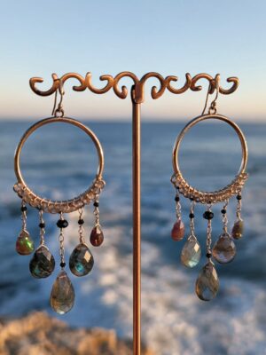 Stormy Skies Earrings - Labradorite, Black Opal