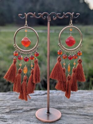 Autumn Dreamcatcher Earrings - Carnelian