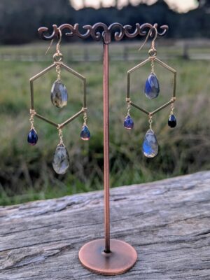 Riptide Earrings - Labradorite, Black Opal
