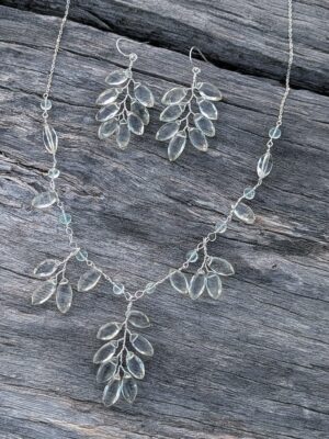 Winter Leaves Necklace - Sterling Silver, Green Amethyst