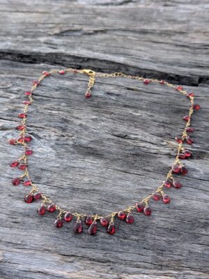 Pomegranates Necklace - 14k Gold Fill, Garnets